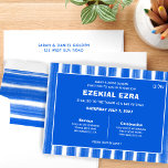 Convite Brushstrokes Gira Bar Personalizado Azul Bat Mitzv<br><div class="desc">Cartão perfeito para anunciar um morcego mitzvah, bar mitzvah ou outra celebração judaica! Mão fez abstrato com pinceladas soltas para você na frente e atrás! TOTALMENTE PERSONALIZÁVEL! Clique em "Personalizar" acima para editar o texto. Clique em "editar usando a ferramenta design" para ajustar as fontes, as cores e os posicionamentos...</div>