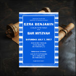 Convite Brushstrokes Gira Bar Personalizado Azul Bat Mitzv<br><div class="desc">Cartão perfeito para anunciar um morcego mitzvah, bar mitzvah ou outra celebração judaica! Mão fez abstrato com pinceladas soltas para você na frente e atrás! TOTALMENTE PERSONALIZÁVEL! Clique em "Personalizar" acima para editar o texto. Clique em "editar usando a ferramenta design" para ajustar as fontes, as cores e os posicionamentos...</div>