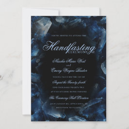 Convite Bruxa Boho Azul Escuro Cristais Preto Handfasting