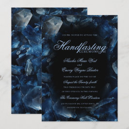 Convite Bruxa Boho Azul Escuro Cristais Preto Handfasting