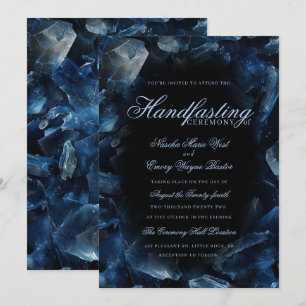 Convite Bruxa Boho Azul Escuro Cristais Preto Handfasting