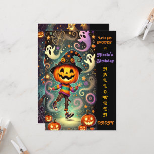Convite Bruxa Cabeça de Abóbora Caprichosa Festa de Hallow
