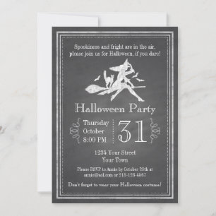 Convite Bruxa de Halloween Chalkboard