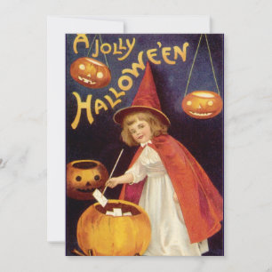 Convite Bruxa de Halloween Jolly Vintage por Ellen Clapsad