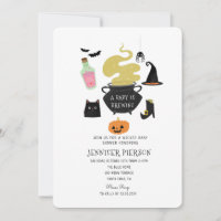 Bruxa de Halloween Um Bebê Está Fazendo Chá de fra