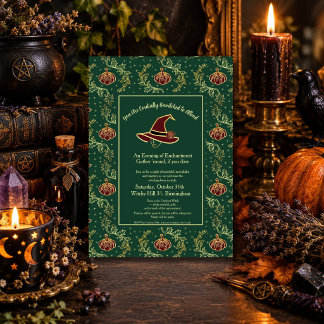 Convite Bruxa Elegante e Fantasia Gótica de Halloween