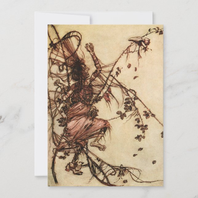 Convite Bruxa Enredada em Espinhos por Arthur Rackham (Frente)