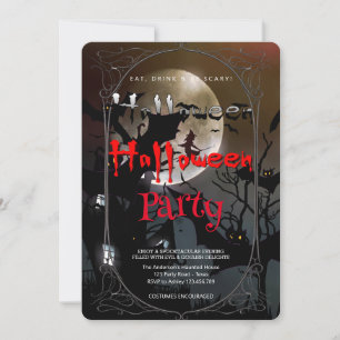 Convite bruxa Gótica do Partido Halloween e casa assombrad