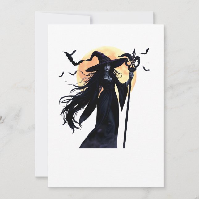 Convite Bruxa Mística sob uma Lua Cheia (Frente)