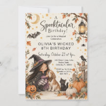 Bruxa Pequenina Aniversário de Halloween Aquarela