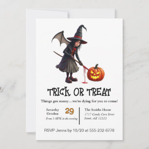 Convite Bruxa Teve Truque ou Tratamento Bagunçado 