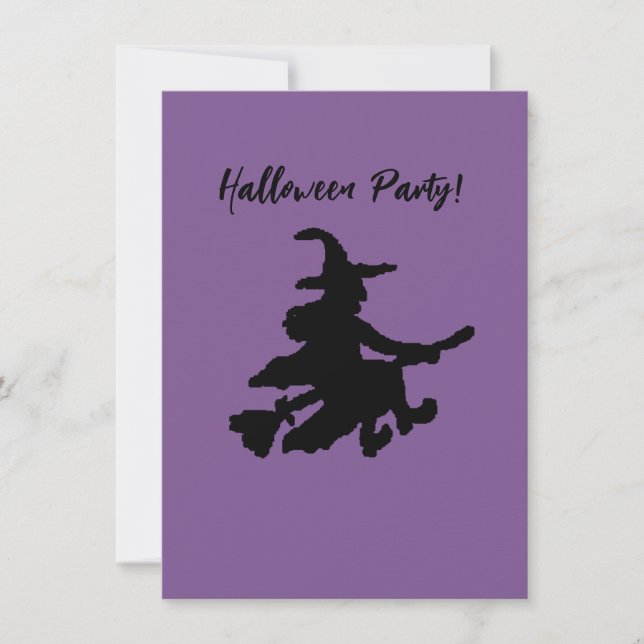 Convite Bruxa Voadora em Roxo (Frente)