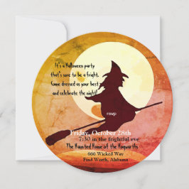 Convite bruxa voadora Halloween n.o 3