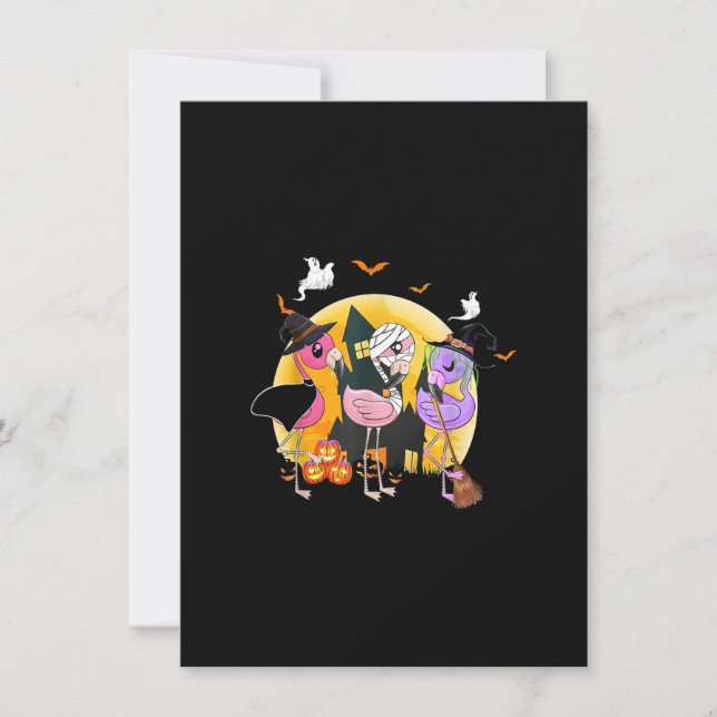 Convite Bruxas com Halloween 2020 Flamingo Rosa (Frente)