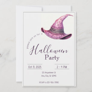 Convite Bruxas de Halloween Rosa