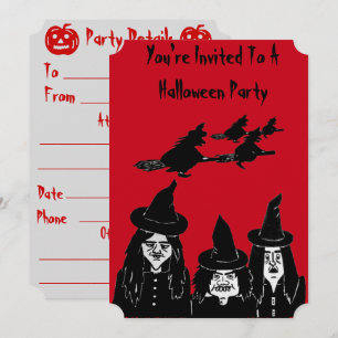 Convite bruxas negras assustadoras convidadas para o Dia d