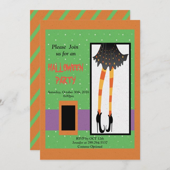 Convite bruxas no Halloween (Frente/Verso)