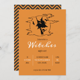 Convite Bruxas Noturnas Voando Bruxas Halloween
