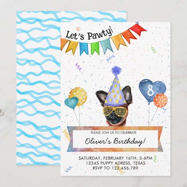 Convite Bruxelas Griffon deixa Festa de aniversário de cac (Frente/Verso)