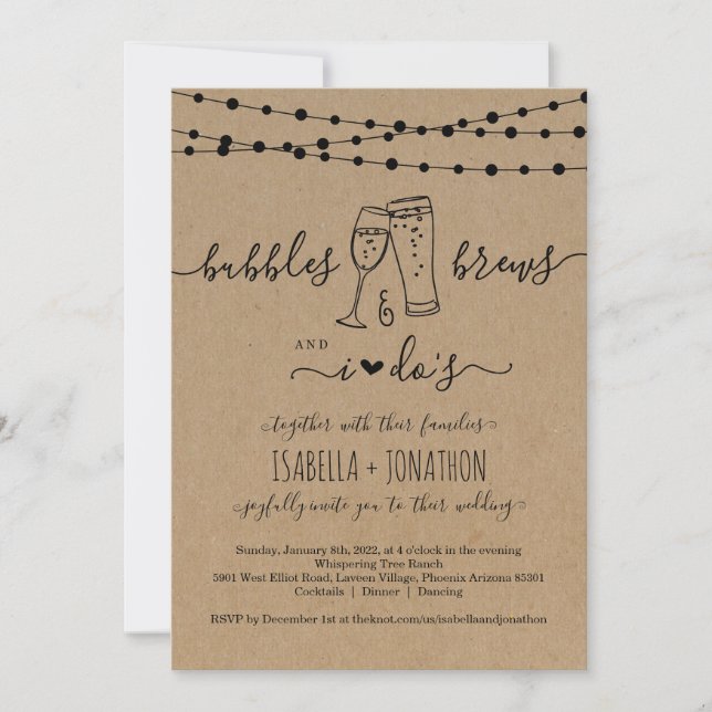 Convite Bubble e Brews e eu convidei para casar (Frente)