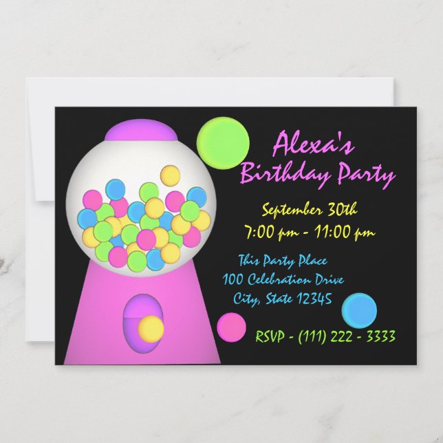 Convite Bubble Gum Birthday (Frente)