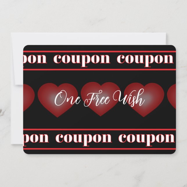 Convite Bubble Heart Coupon Black Valentine Card (Verso)