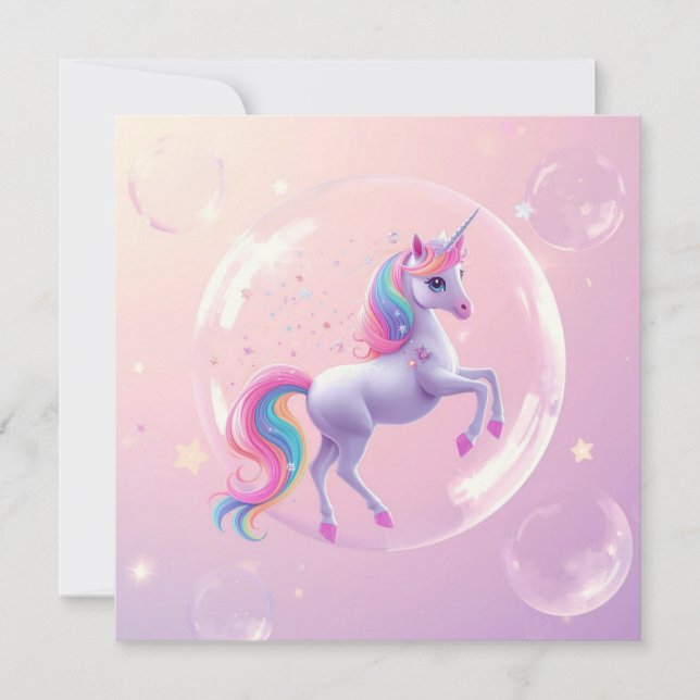 Convite Bubble Unicorn (Frente)
