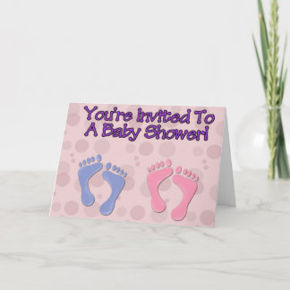 Convite Bubbles and Feet Baby Shower Invitation
