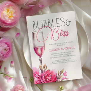 Convite Bubbles Bliss Magenta Champanhe Festa de Noivado