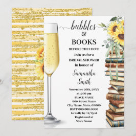 Convite Bubbles & Book Before I do Sunflower Bridal Shower