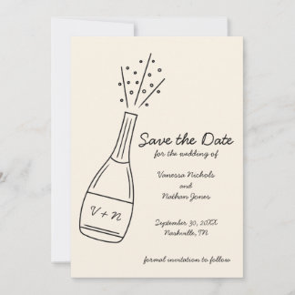 Convite Bubbly Popping Champagne Bottle Save the Date