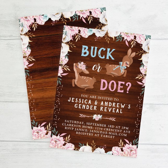 Convite Buck or Doe? Baby Shower Reveal (Criador carregado)