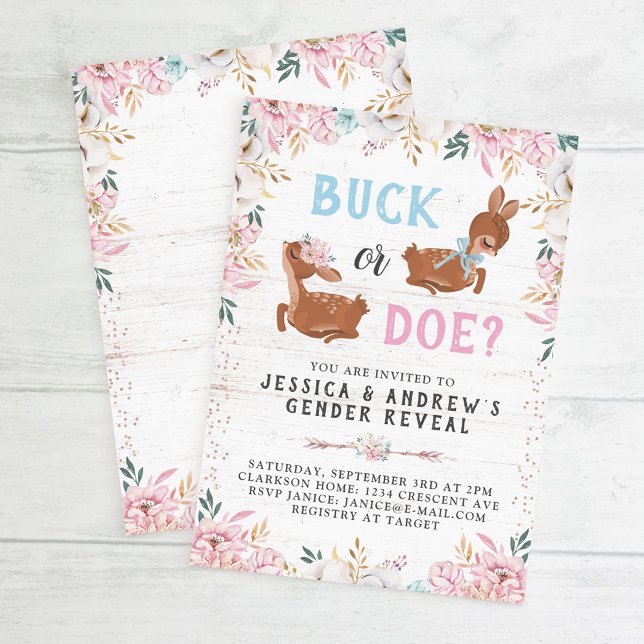 Convite Buck or Doe? Baby Shower Reveal (Criador carregado)