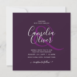 Convite BUDGET Casamento PLUM PURPLE Monocromo Simples