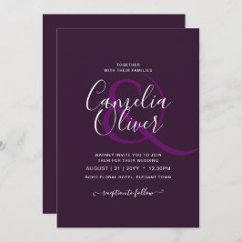 Convite BUDGET Casamento PLUM PURPLE Monocromo Simples
