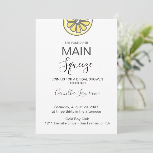 Convite Budget Main Squeeze Tropical Citrus Bridal Shower  (Em pé/Frente)