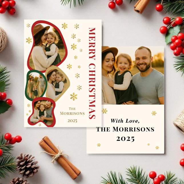 Convite Budget Organic Frame Merry Christmas Photo Card (Criador carregado)