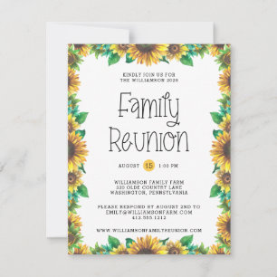 Convite Budget Rustic Sunflowers Family Reunion Invitation