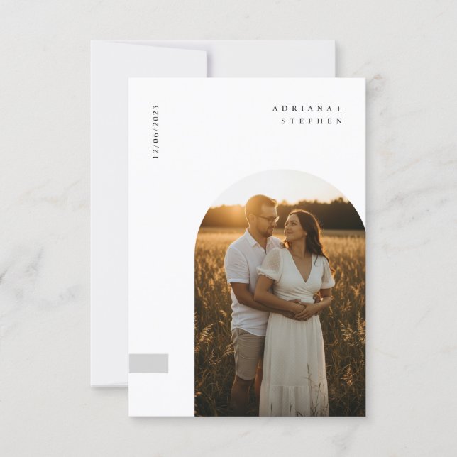 Convite Budget Simple Elegant Minimalist Photo Wedding (Frente)