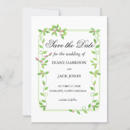 Convite Buds Rosa no Casamento de Ivy Verde Salvem a Data