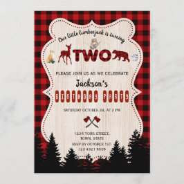 Convite Búfalo Vermelho Animais da Floresta Menino