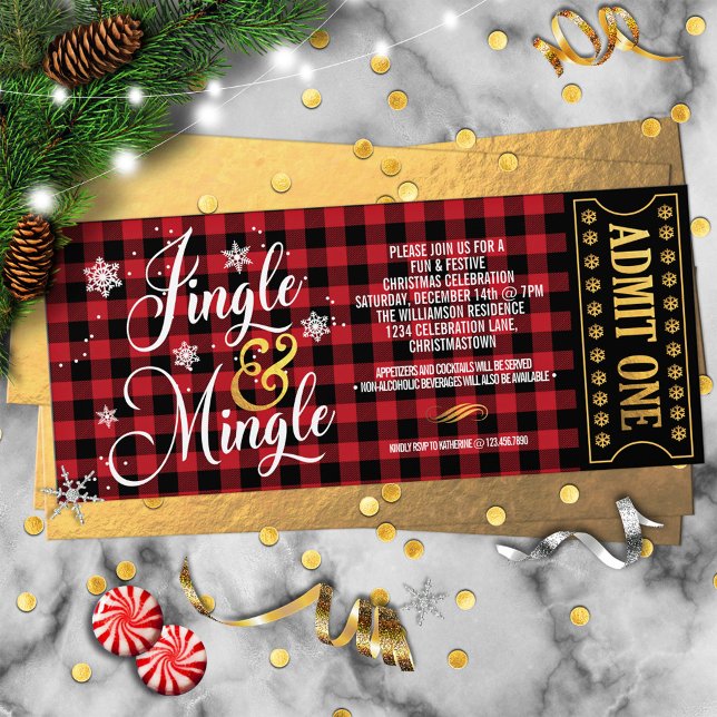 Convite Buffalo Check Jingle e Festa de Natal Mingle (Criador carregado)