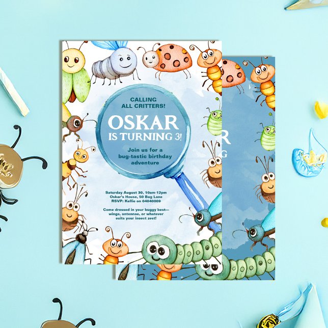Convite Bug Birthday Invitation, Critter Birthday Boy (Criador carregado)