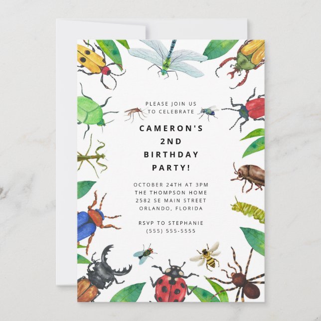 Convite Bug Insect Boy Birthday Invitation (Frente)