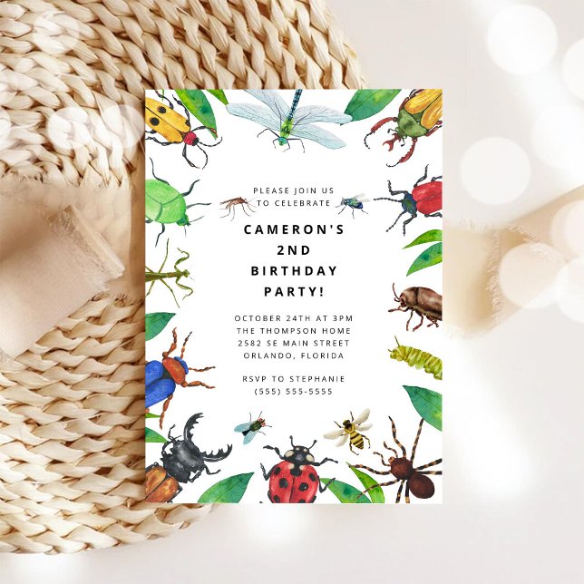 Convite Bug Insect Boy Birthday Invitation (Criador carregado)