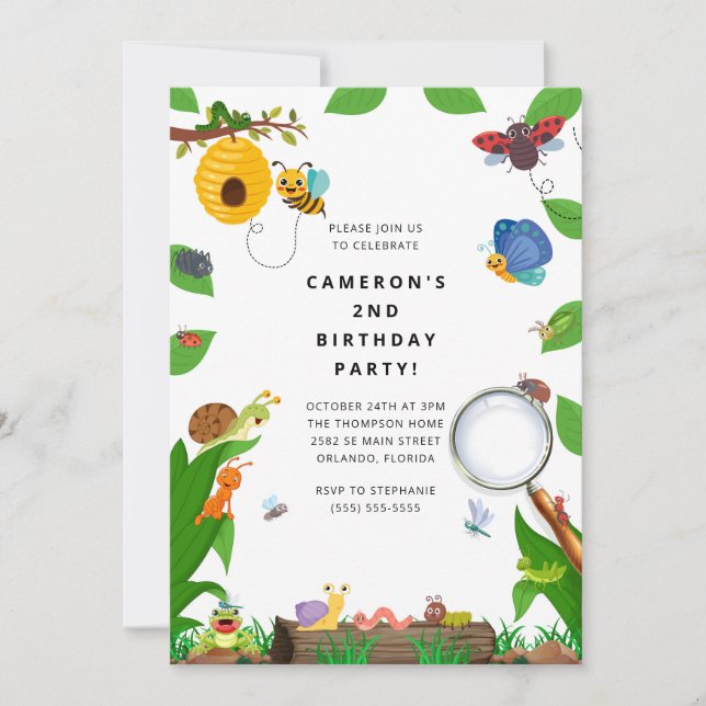 Convite Bug Insect Boy Birthday Invitation (Frente)