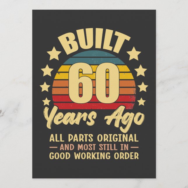 Convite Built 60 Years Ago All Parts Original 60 Birthday (Frente)