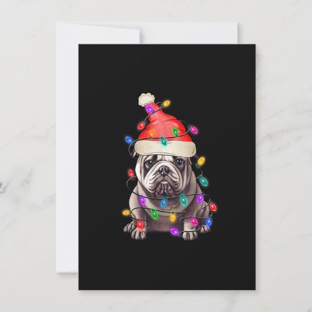 Convite Buldogue Papais noeis Árvore de Natal Luzes de Nat (Frente)