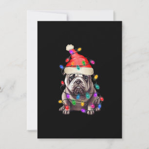Convite Buldogue Papais noeis Árvore de Natal Luzes de Nat