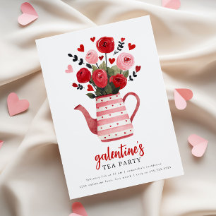 Convite Bule de Chá da Festa da Galentine Floral